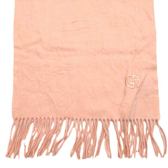 GIORGIO ARMANI Luxury Designer Vintage Logo Embroidered Pink Wool Scarf - Picture 5 of 16